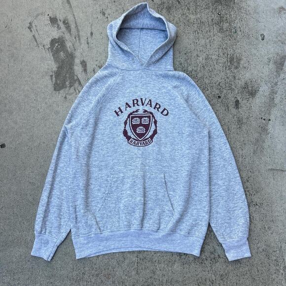 Vintage 1980s champion harvard university pull over hoodie